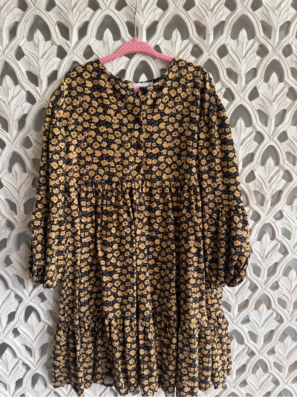 Mango Fall Florals LS dress, size 7